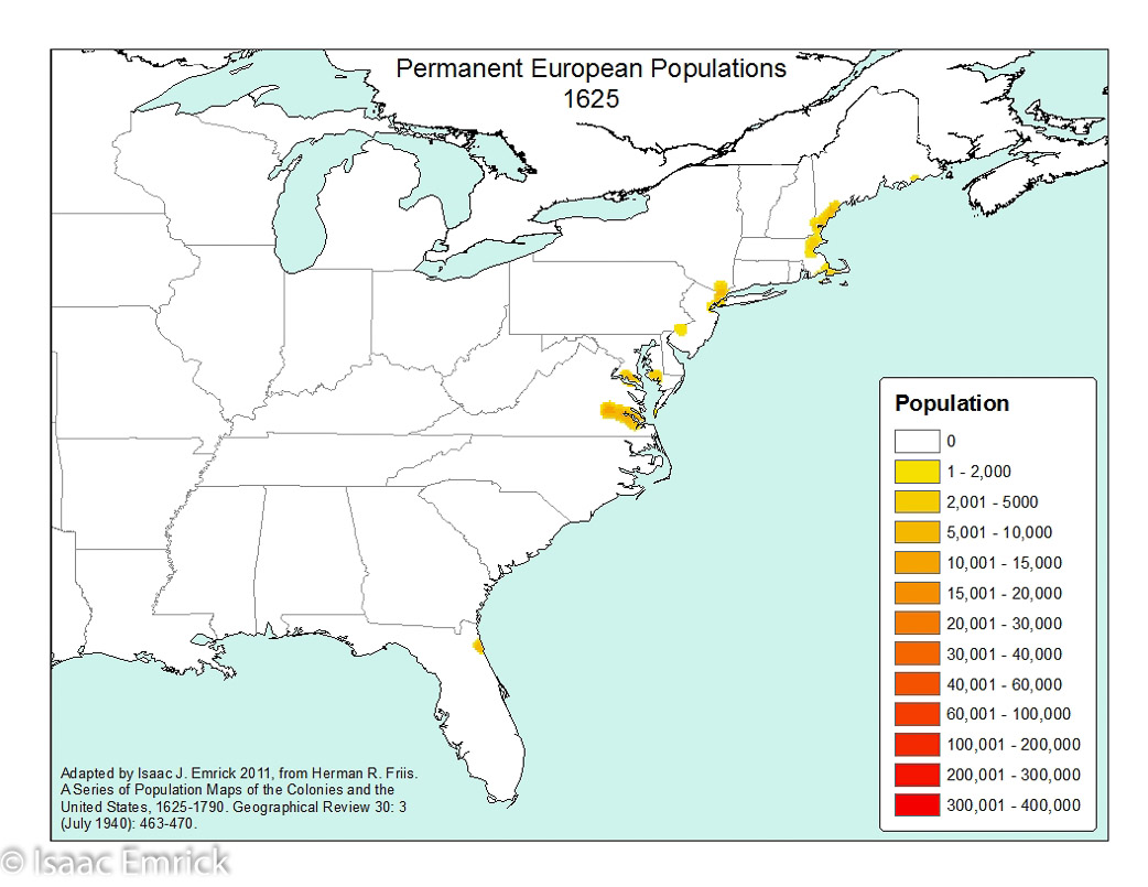 Permanent European Populations: 1625