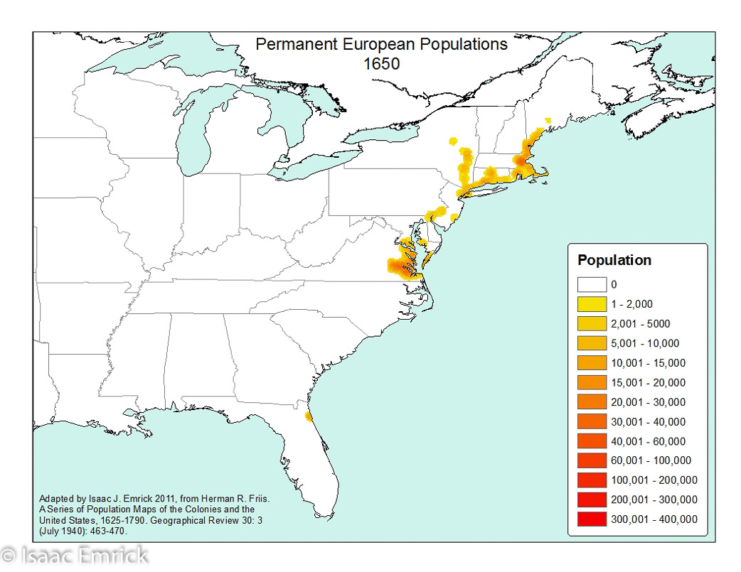 Permanent European Populations: 1650